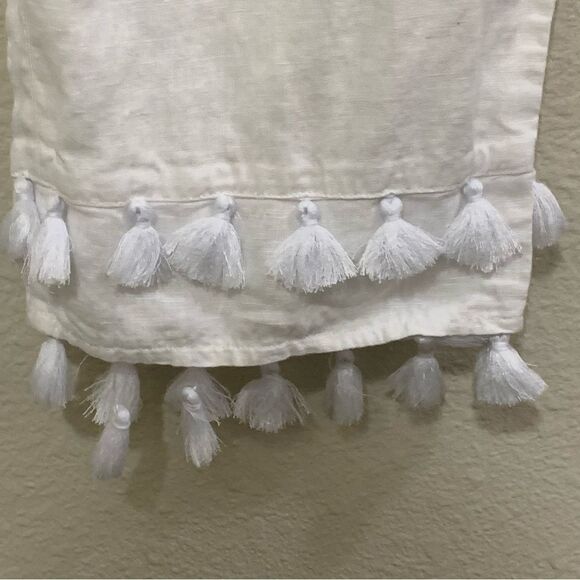 RACHEL ZOE Linen Pants Women’s Medium White Elastic Waist Double Row Tassels. - Picture 7 of 12
